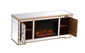 Mirrored Tv Stand With Wood Fireplace