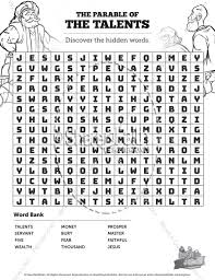 The bible is a treasure, we should share the bible. The Parable Of The Talents Bible Word Search Puzzles Bible Word Search Puzzles