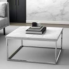 Square White Marble Effect Coffee Table