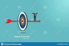 Happy Businessman Stand On Arrow Penetrate In The Target