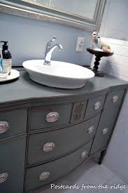 A bathroom vanity starts out as a dresser, a chest of drawers or even a vintage medical cabinet. How To Make A Bathroom Vanity From A Piece Of Furniture Postcards From The Ridge