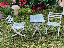 Miniature Garden Chairs And Table Gnome