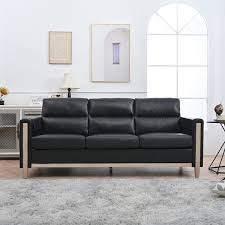 Faux Leather Rectangle Modern Sofa