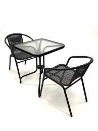Square Glass Table 2 Rattan Chairs