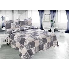 Taupe Plaid Twin Quilt Set