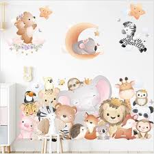 1pc Animals Wall Decal Elephant Giraffe