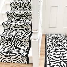long zebra print stair carpet black