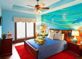 bedroom into an underwater themed space