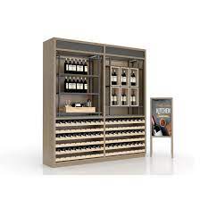 Wooden Wall Shelving Unit Wine Cabinet