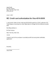 credit card authorization letter