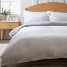 Embroidery Star Fleece Grey Bedding Set