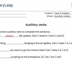 For each sentence, students must identify the main verb and helping verb. Auxiliary Verbs
