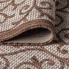 jonathan y madrid vine filigree textured weave indoor outdoor area rug 5 round taupe espresso