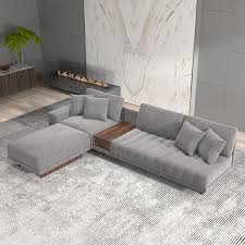 126 l shaped gray modular velvet sectional sofa chaise with ottoman for living room