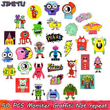50 Pcs Monster Doodle Stickers Funny Graffiti Cartoon