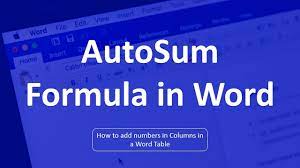 Autosum Formula In Word How To Sum In