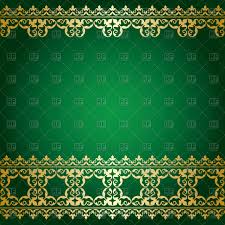 Green And Gold Background With Vintage Border Vector Illustration Of