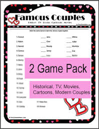 Many see valentine's day as the universal holiday of love. Printable Famous Couples Trivia Game Valentines Bridal Showers