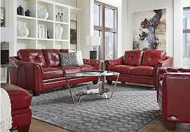 Marcella Red Leather 3 Pc Living Room