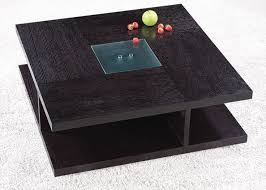Square Black Wood Coffee Table With