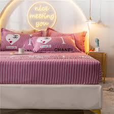 deep pink striped twin bed linen