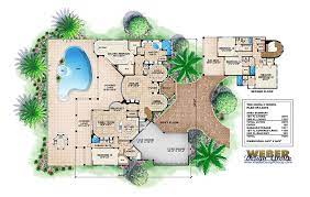 2 Floor Waterfront Home Plan With Pool