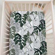 Palm Tree Crib Sheet Girls Large Green