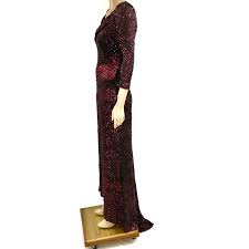 Badgley Mischka Couture Maroon And Red Sequined Gown Dress Size 8