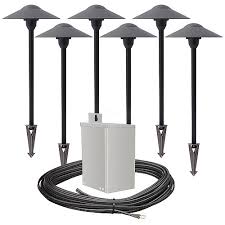 Outdoor Led Landscape Lighting Path Kit 6 Path Lights 40watt Power Pack Photocell Timer 80 Foot Cable