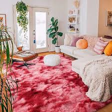 ia carpets soft fluffy red gy at rs