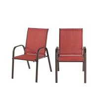 Stylewell Mix And Match Brown Steel Sling Outdoor Patio Dining Chair In Chili Red 2 Pack