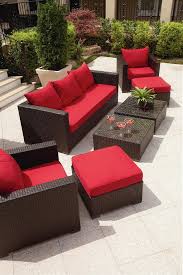 Adding an outdoor area rug is one of the easiest ways to anchor the space and completely transform your patio. Grand Resort Osborn 7 Piece Sofa Seating Set Featuring Sunbrella Fabric Outdoor Liv Red Patio Furniture Ty Pennington Patio Furniture Outdoor Furniture Sets