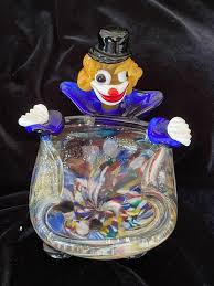 Glass Clown Candy Dish Ashtray Trinket