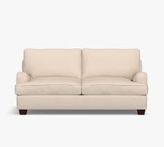 Pb English Arm Upholstered Loveseat Down Blend Wrapped Cushions Twill Olive Pottery Barn