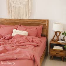 Rust Pink Linen Bedding Set 1 Duvet