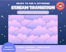 Twitch Stinger Transition Stream Transition Mystic Pastel Overlay Cloud  Cute Stream Setup Kawaii Sparkle Overlay Screen 