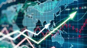 Rising Stock Chart On Digital Map Of World Nasdaq