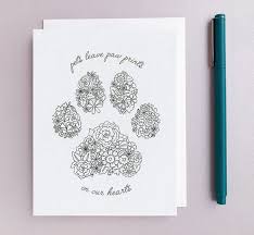 Paw Prints Pet Sympathy Card Pet Loss Card Animal Condolence Etsy