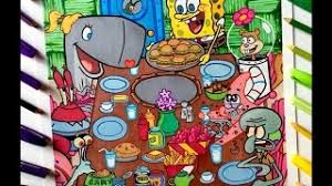 Roll out the crayons and get to work filling in spongebob, patrick, plankton, gary, and the rest of the waterlogged gang and their feast of turkey, burgers, punch. Speed Coloring Thanksgiving With Spongebob Squarepants Youtube