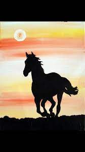 Silhouettes Horse Canvas Painting