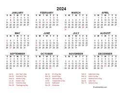 2024 yearly calendar template excel