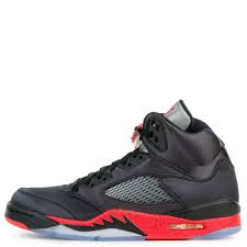Jordan Mens Jordan 5 Retro Black University Red Jordans