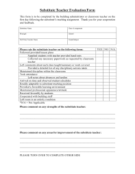Substitute Teacher Evaluation Form In Word And Pdf Formats