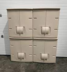 Beige Rubbermaid Wall Mounted Cabinets