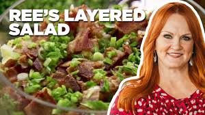 A colorful, spicy tuna salad spread on an english muffin and topped with melted swiss. How To Make Ree S Layered Salad The Pioneer Woman Food Network Youtube