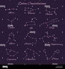 Hand drawn vector constellations de zodiaque : Bélier, Taureau, Gémeaux,  Cancer, Lion, Vierge, Balance, Scorpion, Sagittaire, Capricorne, Verseau et  poissons Image Vectorielle Stock - Alamy