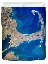 Cape Cod and Islands Spring 1997 view from satellite Duvet Cover by Matt Suess - Pixels