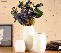 modern white set of 3 neck vases