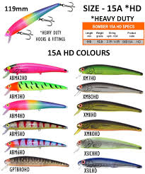 Australian Bomber Barra Hd Long A Color Chart Bass Fishing
