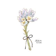 フリーアイコン（花）無料配布｜おしゃれで大人かわいいラベンダーとカモミールの花束の手書きイラスト 。ツイッター・インスタ・LINE各SNS用フリー素材-遠北ほのかのイラストサイト